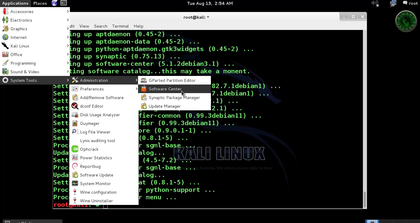 install ubuntu software center in kali linux commands